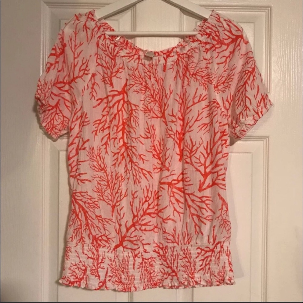 Michael Kors Coral Reef Off Shoulder Top New